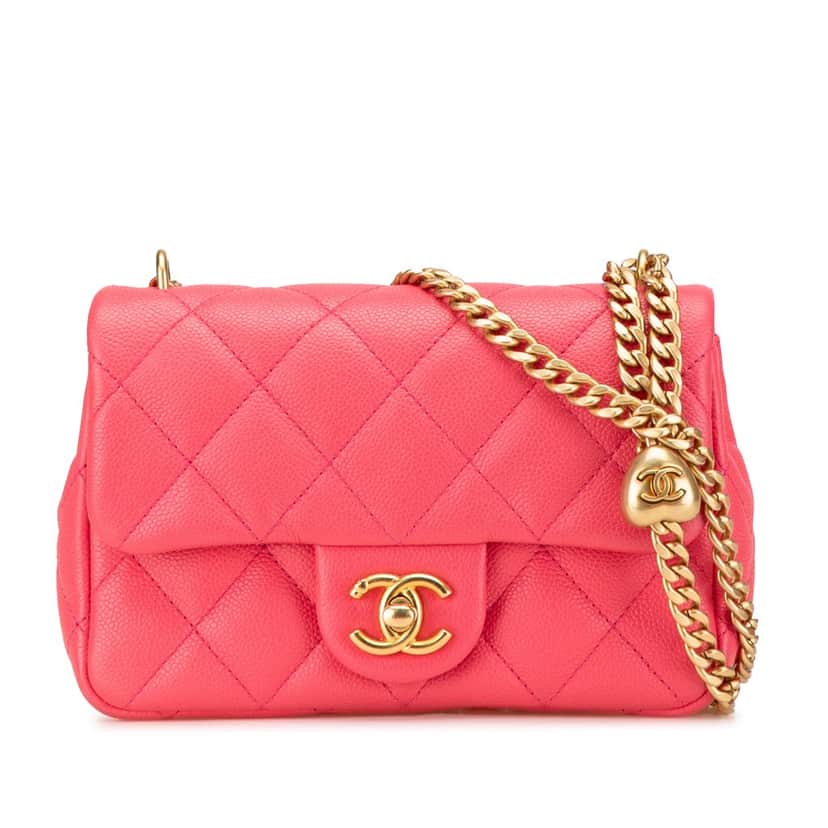 Chanel Mini Quilted Caviar Sweetheart Flap Pink Leather Good condition - Front View