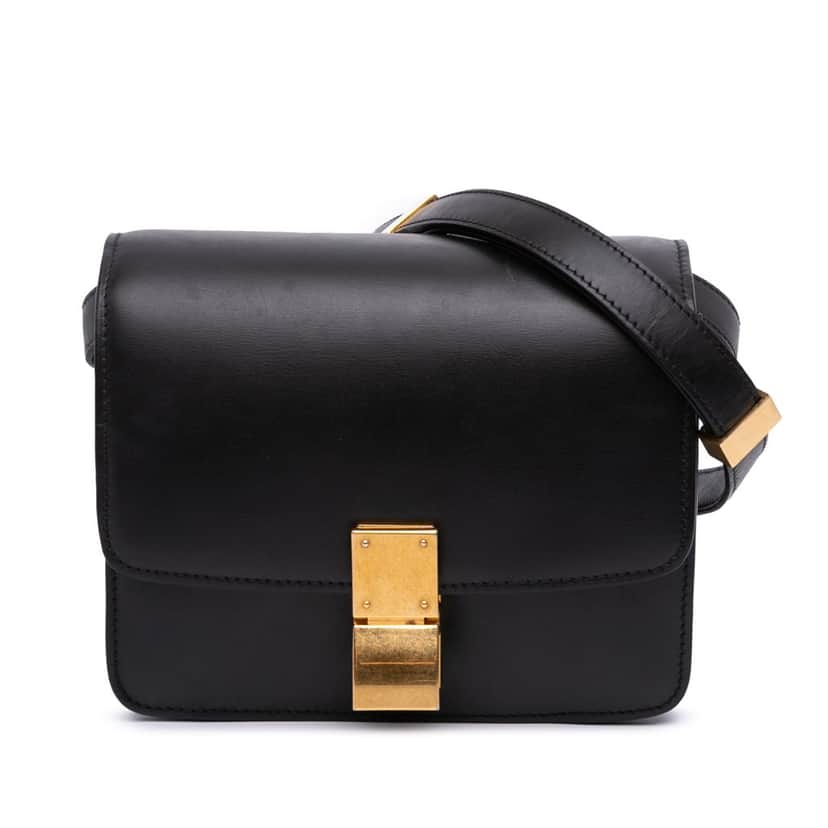 Celine Small Calfskin Classic Box Black Leather Good condition - Front View