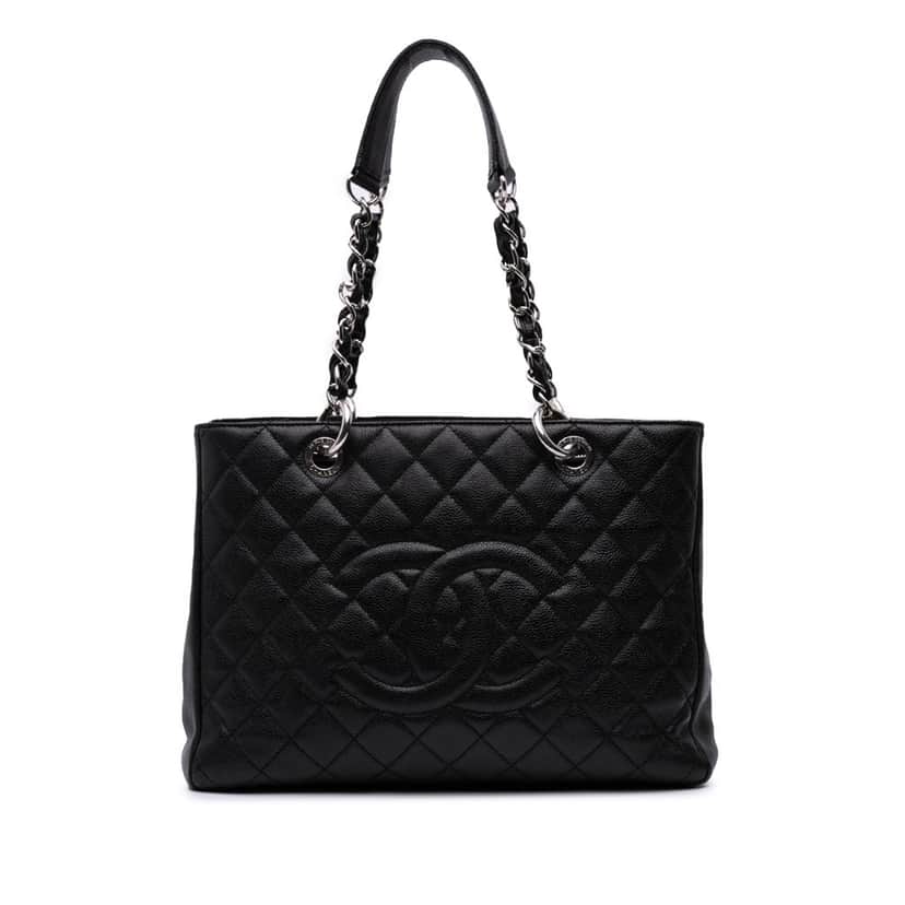 Chanel Caviar Grand Shopping Tote Black Leather Good condition - Front View