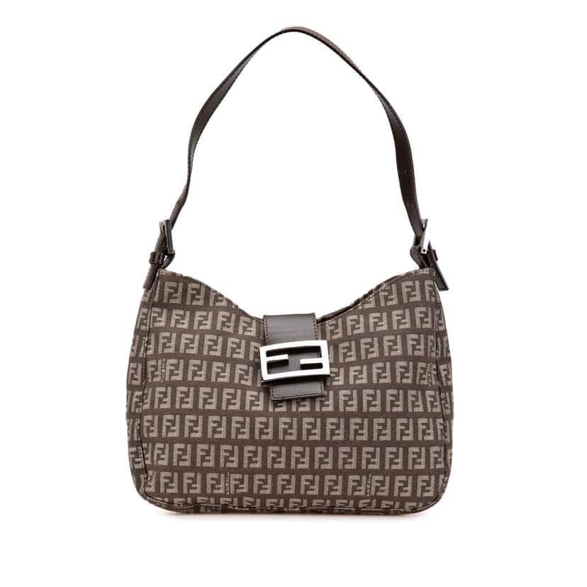Fendi Zucchino Canvas Shoulder Bag Brown Canvas Fair condition - Front View