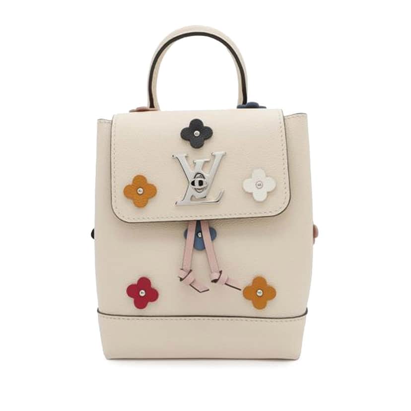 Louis Vuitton Calfskin Flowers Mini Lockme Backpack Pink Leather Good condition - Front View