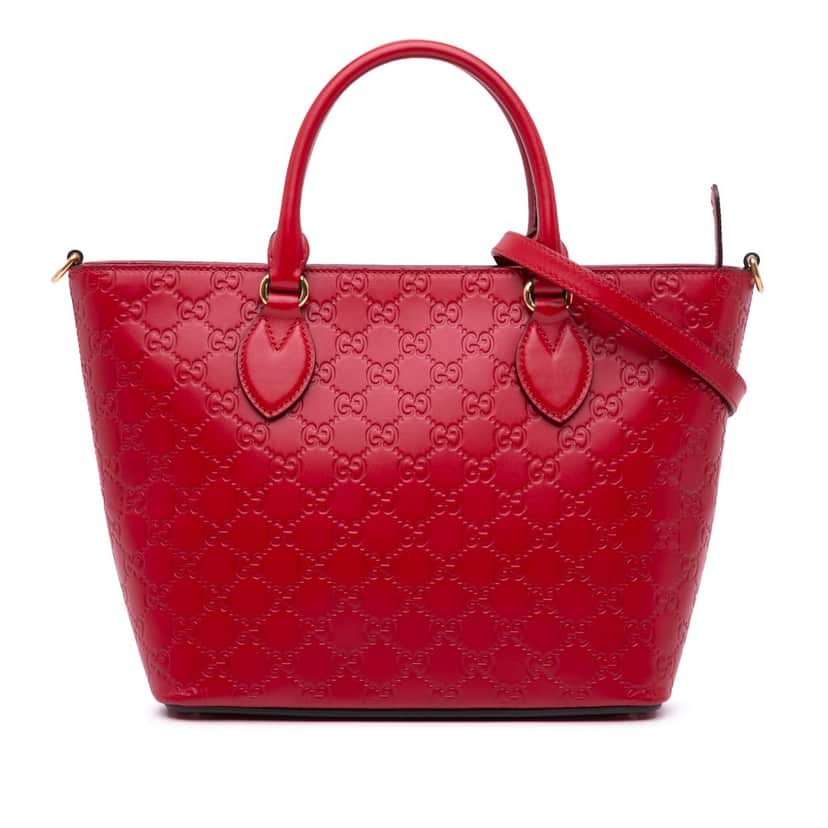 Gucci Small Guccissima Convertible Tote Red Leather Good condition - Front View