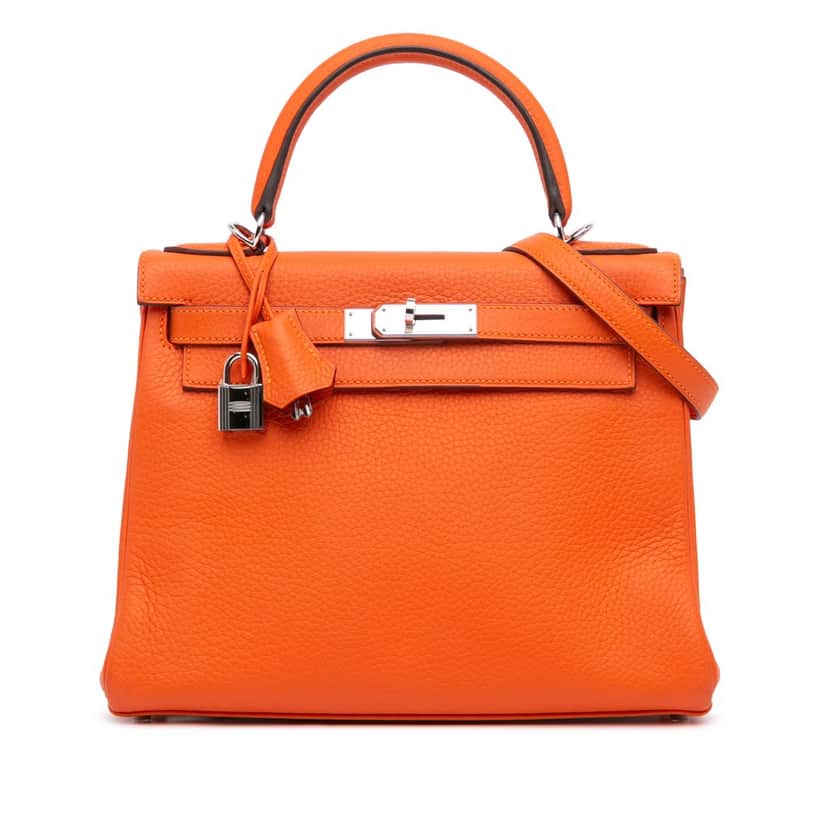 Hermès Togo Kelly II Retourne 28 Orange Leather Good condition - Front View