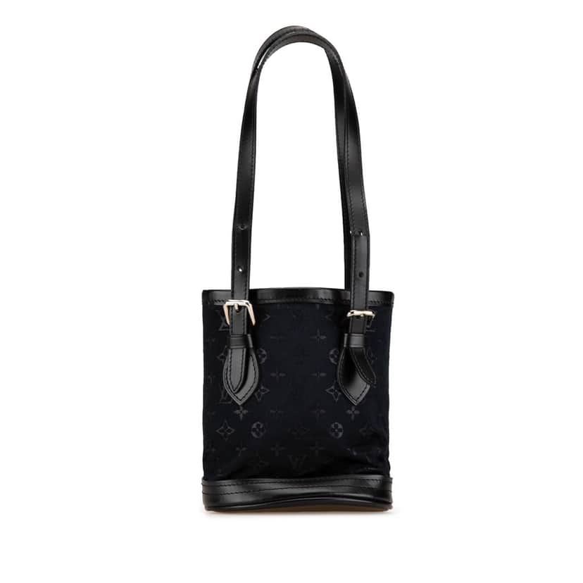 Louis Vuitton Monogram Mini Satin Bucket Black Satin Very good condition - Front View