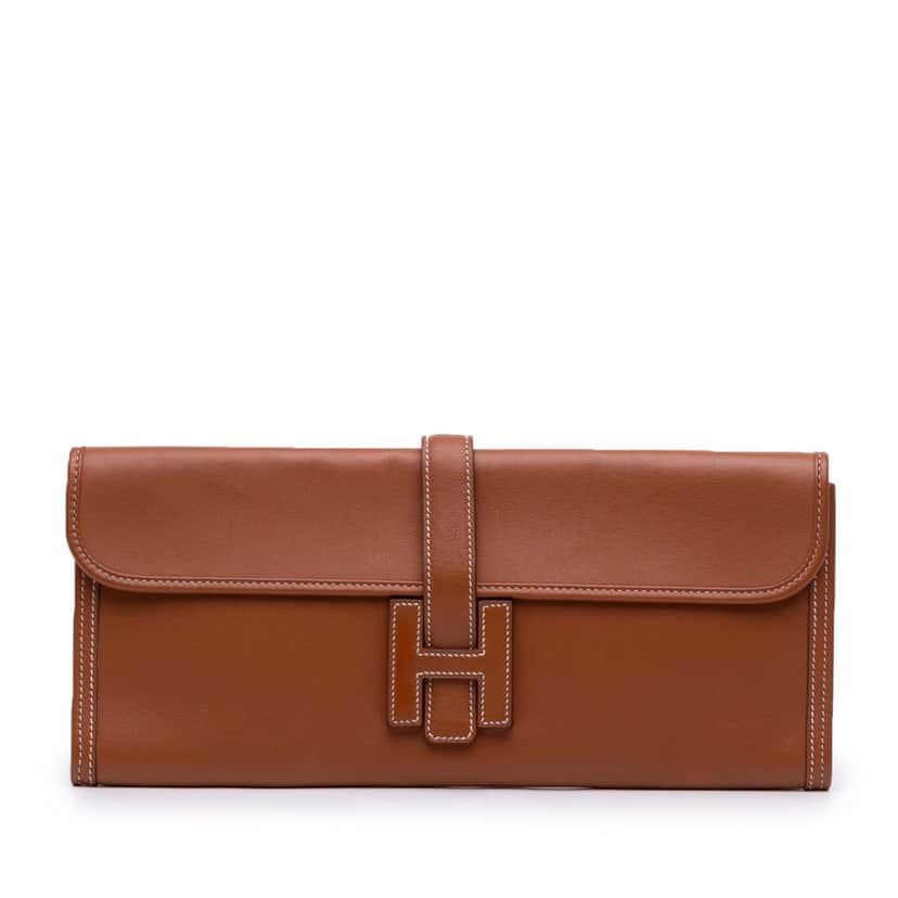 Hermès Swift Jige Elan 35 Brown Leather Good condition - Front View