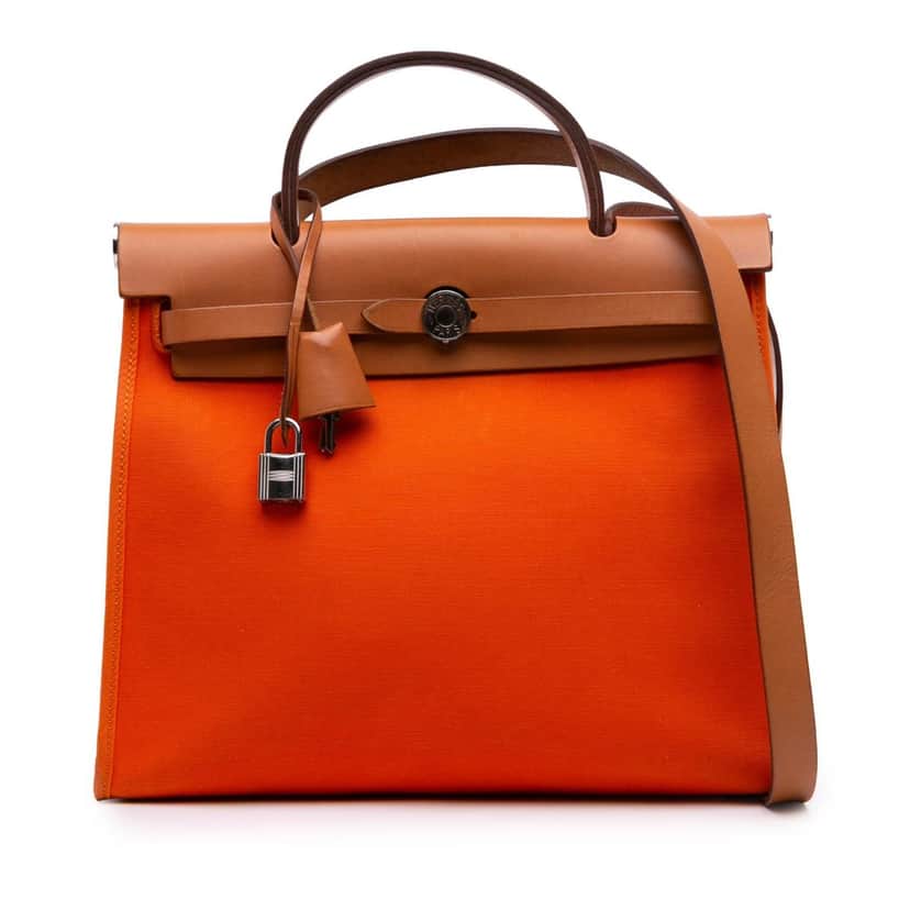 Hermès Toile Herbag Zip 31 Orange Canvas Good condition - Front View