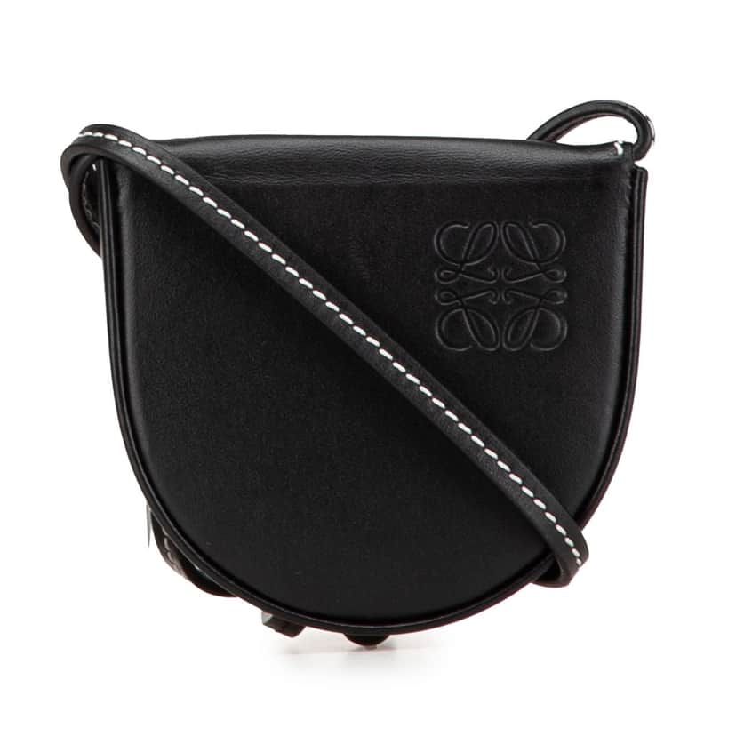 Loewe Mini Soft Calfskin Heel Pouch Black Leather Good condition - Front View
