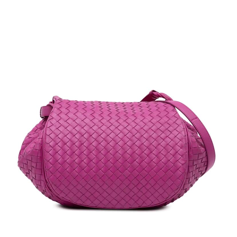 Bottega Veneta Nappa Intrecciato Flap Crossbody Pink Leather Very good condition - Front View