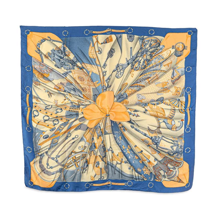 Hermès Soleil de Soie Silk Scarf Blue Silk Good condition - Front View