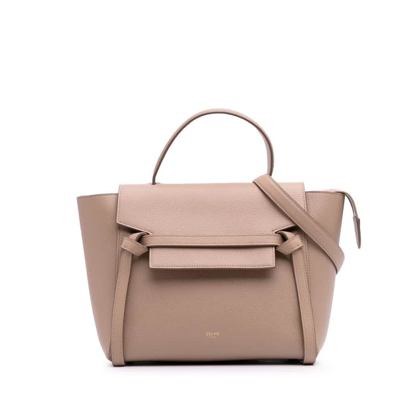 Celine Micro Grained Calfskin Belt Bag Brown Leather Good condition - Front View