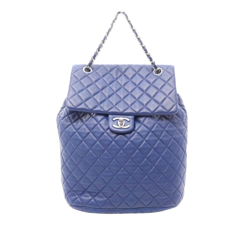 Chanel Large Quilted Lambskin Urban Spirit Backpack Blue Leather Good condition - Front View