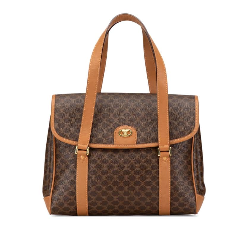 Celine Macadam Coated Canvas Handbag Brown Canvas Fair condition - Front View