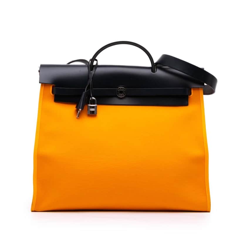 Hermès Bicolor Toile Herbag Zip Verso 39 Orange Canvas Good condition - Front View