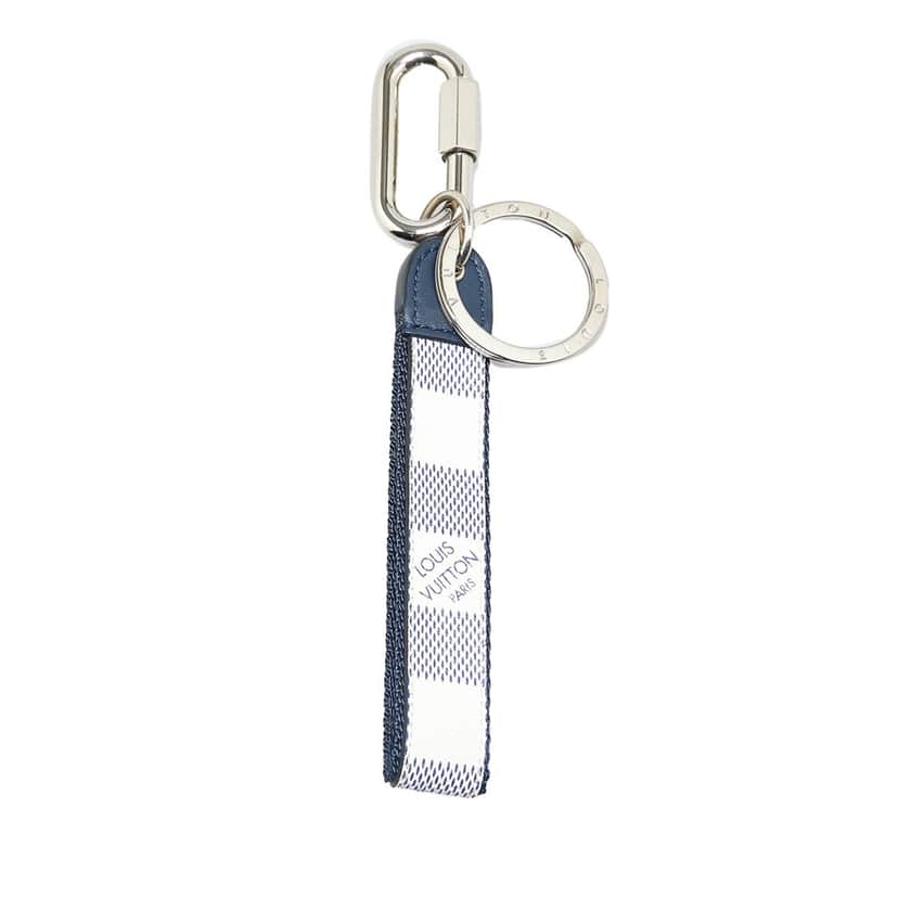 Louis Vuitton Damier Azur Coastline Matchpoint Dragonne Key Chain White Canvas Good condition - Front View