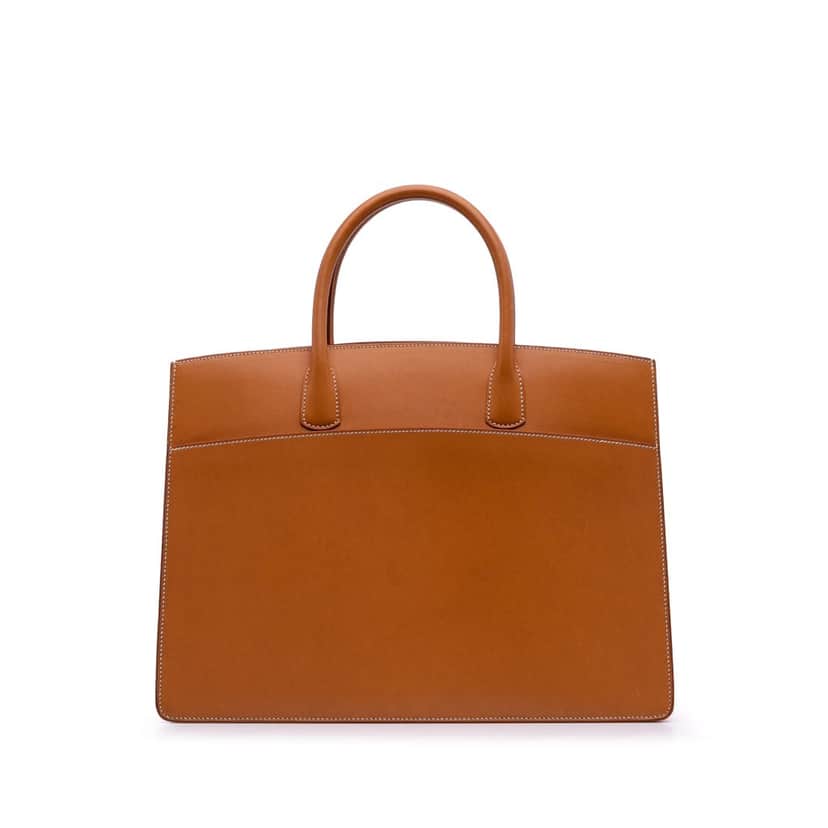 Hermès Barenia White Bus 40 Brown Leather Good condition - Front View