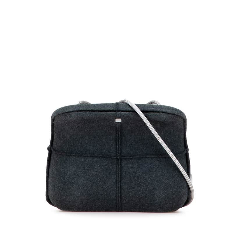 Chanel Felt Millennium Hard Case Crossbody Grey Wool Good condition - Front View