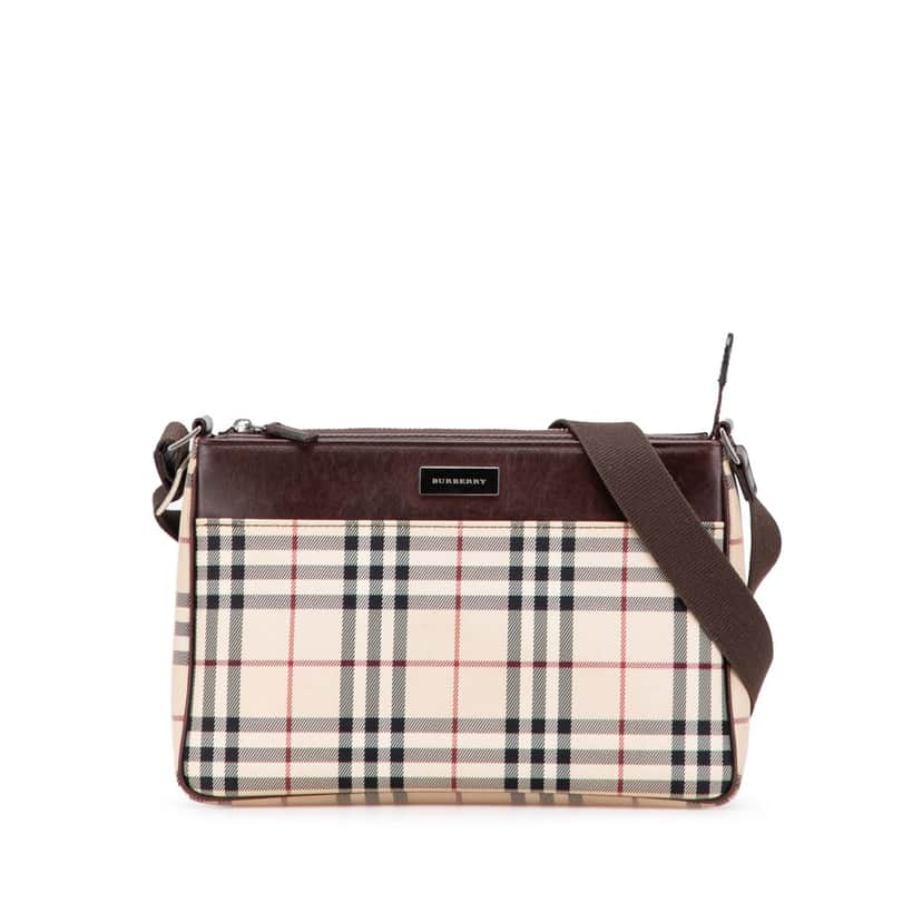 Burberry House Check Canvas Crossbody Brown Canvas Good condition - Front View
