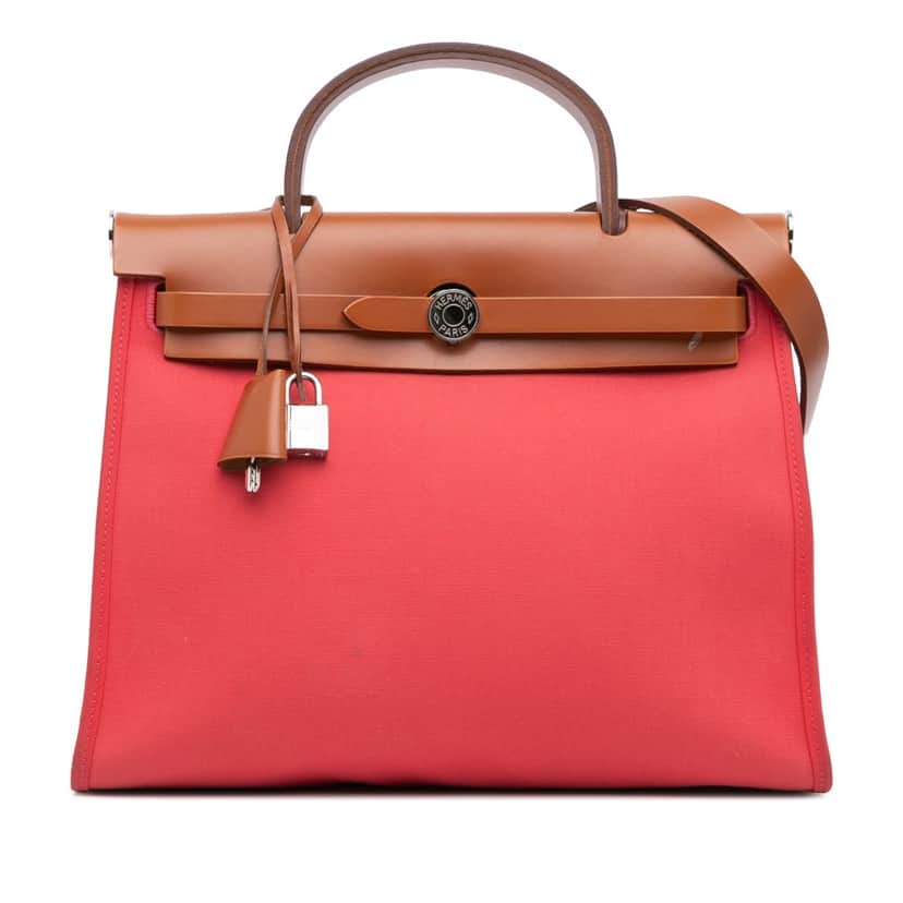 Hermès Toile Herbag Zip 31 Red Canvas Good condition - Front View