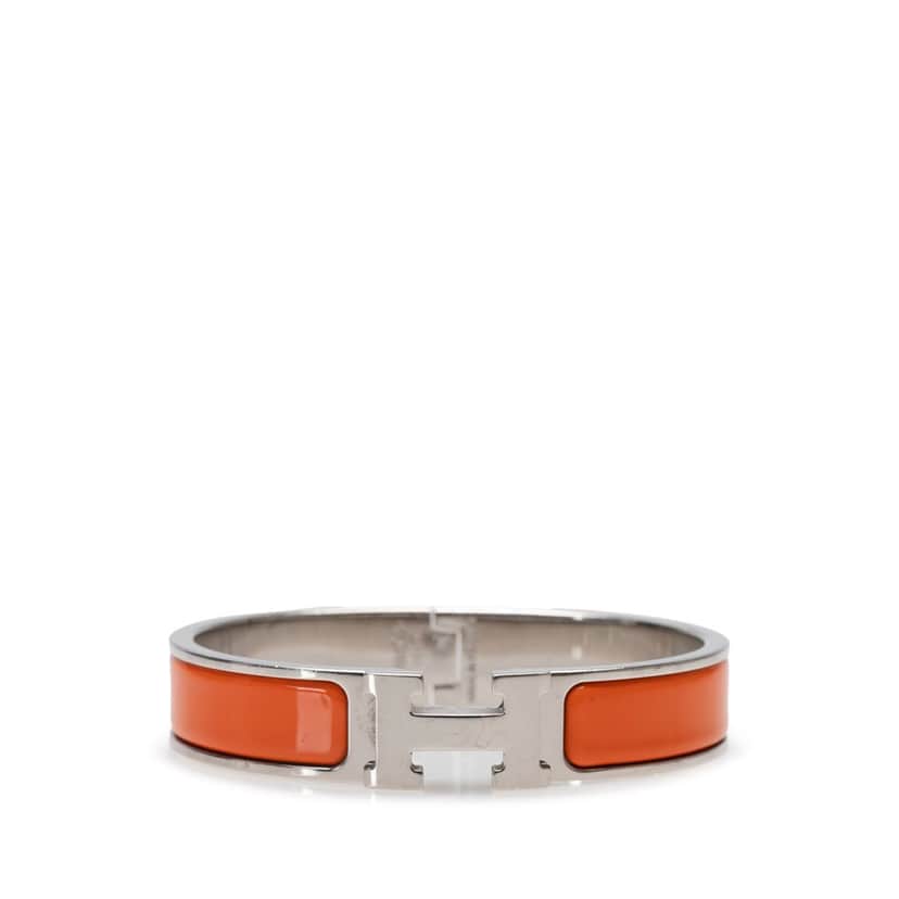 Hermès Narrow Enamel Clic H Bracelet PM Orange Good condition - Front View