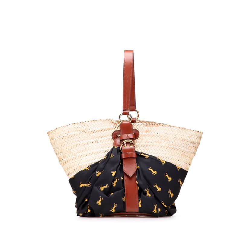 Chloé Medium Raffia Little Horses Panier Basket Brown Good condition - Front View