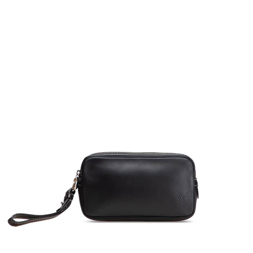Louis Vuitton Calfskin Eclipse Pochette Volga Black Leather Good condition - Front View