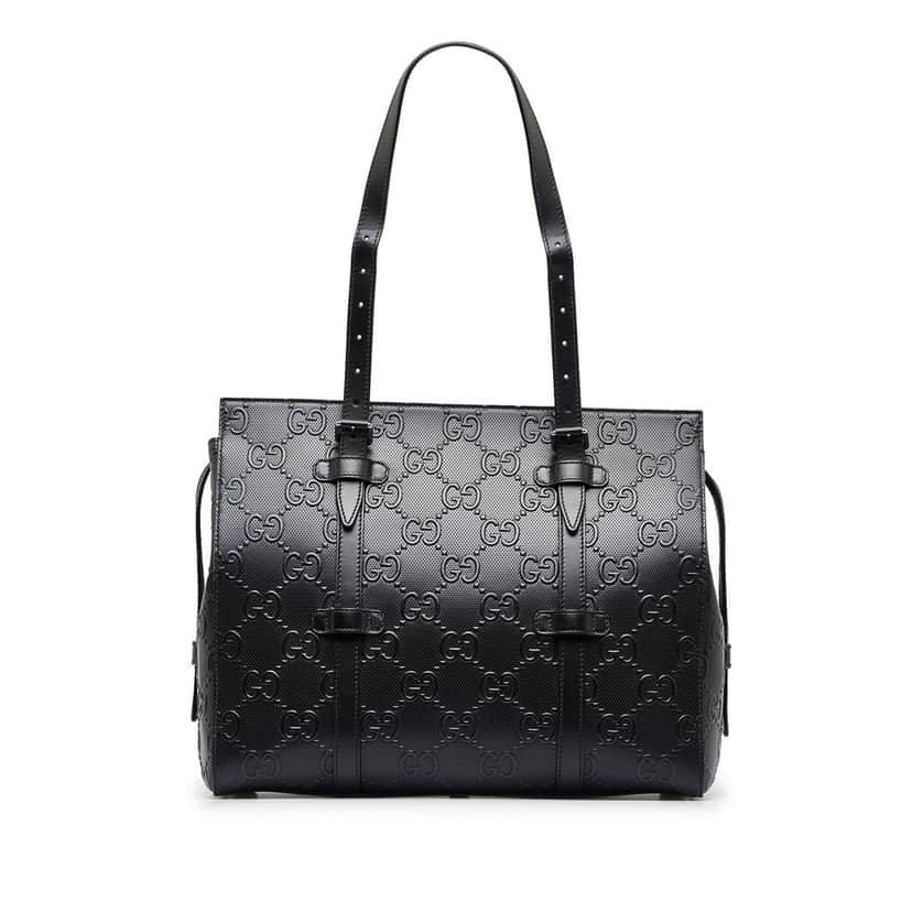Gucci GG Embossed Tote Black Leather Good condition - Front View