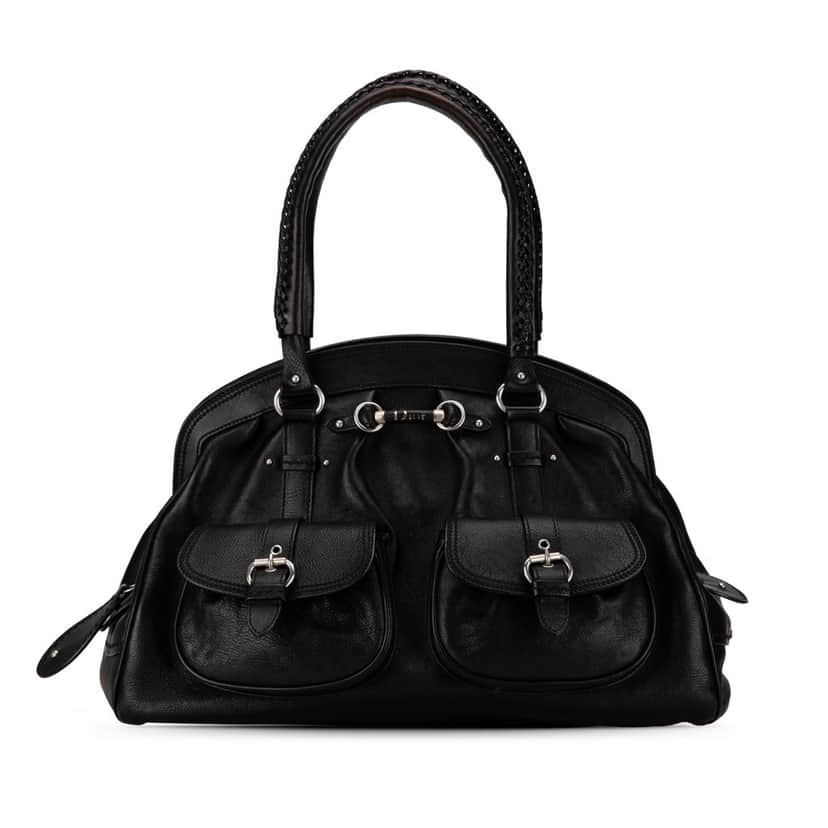 Dior Large Calfskin My Dior Frame Handbag Black Leather Good condition - Front View