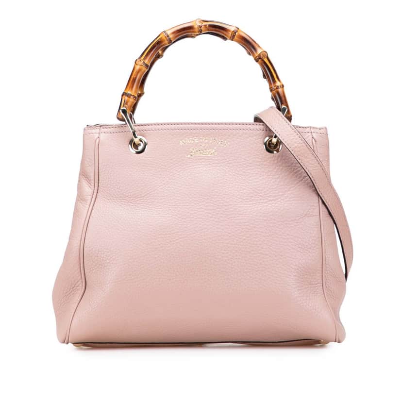 Gucci Small Calfskin Bamboo Shopper Satchel Pink Leather Very good condition - Front View