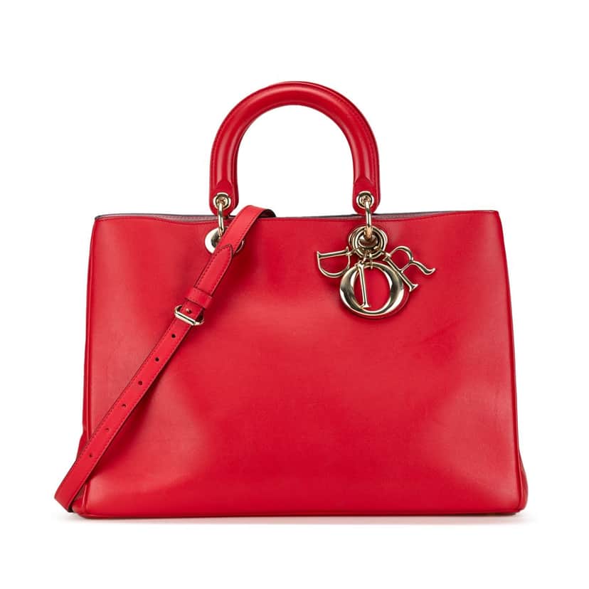 Dior Large Diorissimo Satchel Red Leather Fair condition - Front View