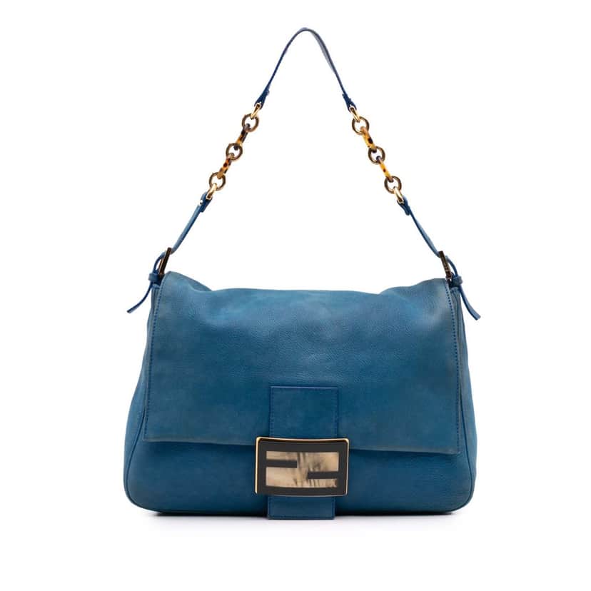 Fendi Large Leather Chain Mamma Forever Blue Leather Good condition - Front View