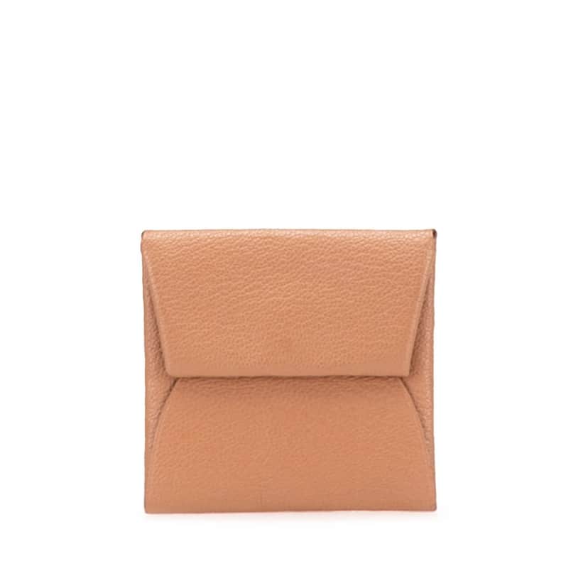 Hermès Chevre Mysore Bastia Coin Pouch Brown Leather Good condition - Front View