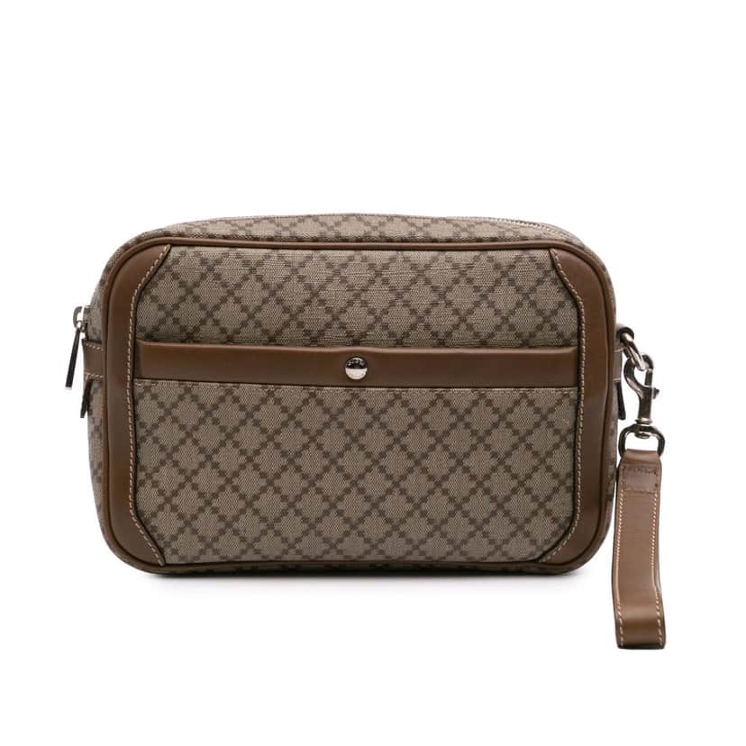 Gucci Diamante Coated Canvas Clutch Brown Canvas Fair condition - Front View
