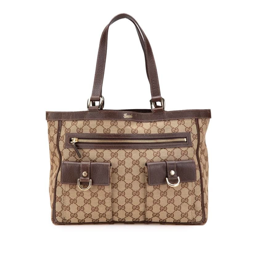 Gucci GG Canvas Abbey D Ring Pocket Tote Brown Canvas Fair condition - Front View