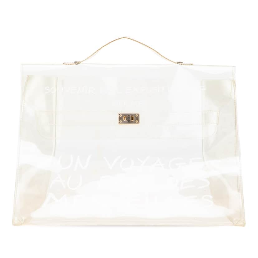 Hermès Vinyl Souvenir De L Exposition Kelly Handbag White Good condition - Front View