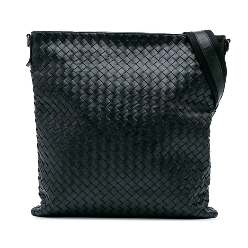 Bottega Veneta Leather Intrecciato Crossbody Black Leather Good condition - Front View