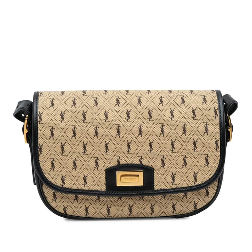 Saint Laurent Medium Canvas Monogram All Over Crossbody Brown Canvas Good condition - Front View