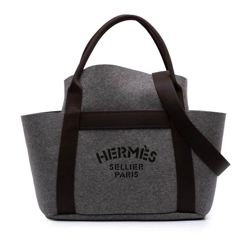 Hermès Feutre Sac de Pansage Grooming Bag Grey Wool Good condition - Front View