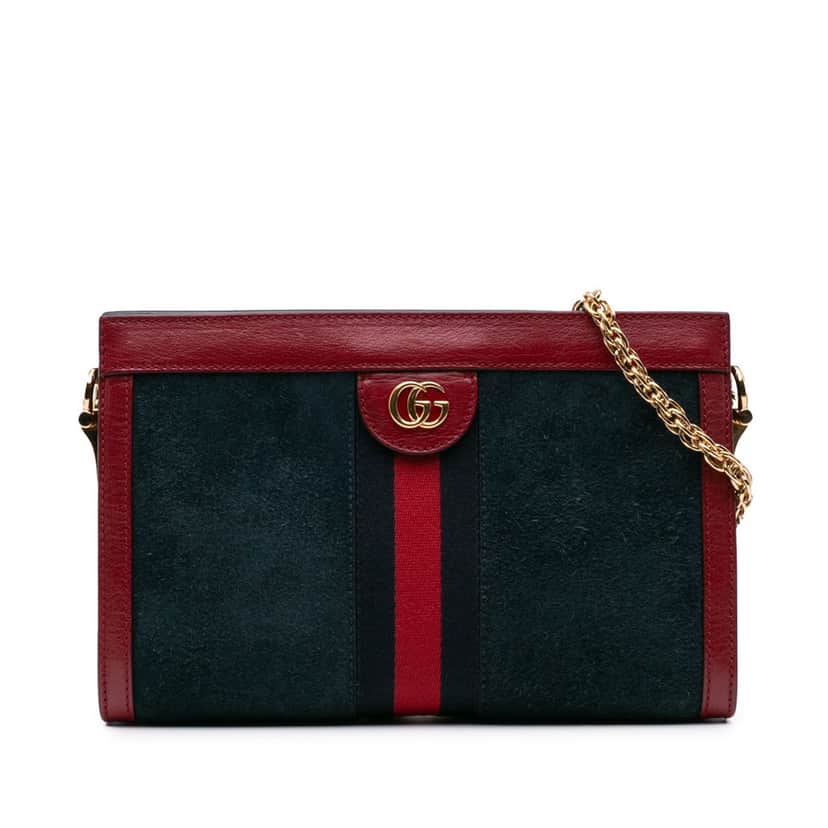 Gucci Small Suede Ophidia Chain Crossbody Blue Leather Good condition - Front View