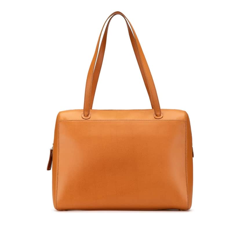 Chanel Grained Calfskin Tote Brown Leather Good condition - Front View