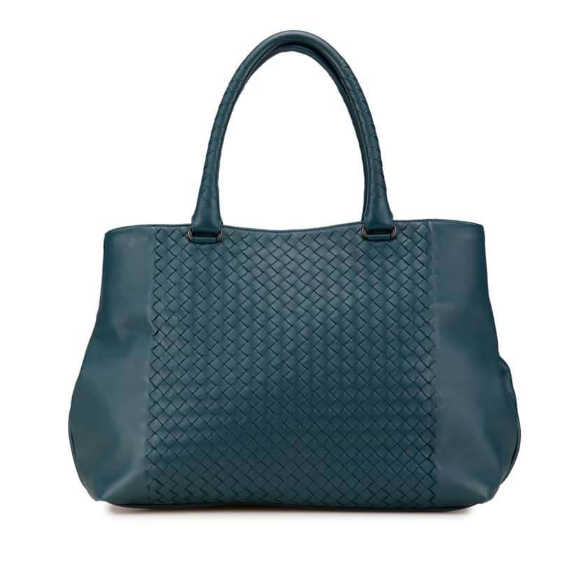 Bottega Veneta Nappa Intrecciato Tote Blue Leather Good condition - Front View