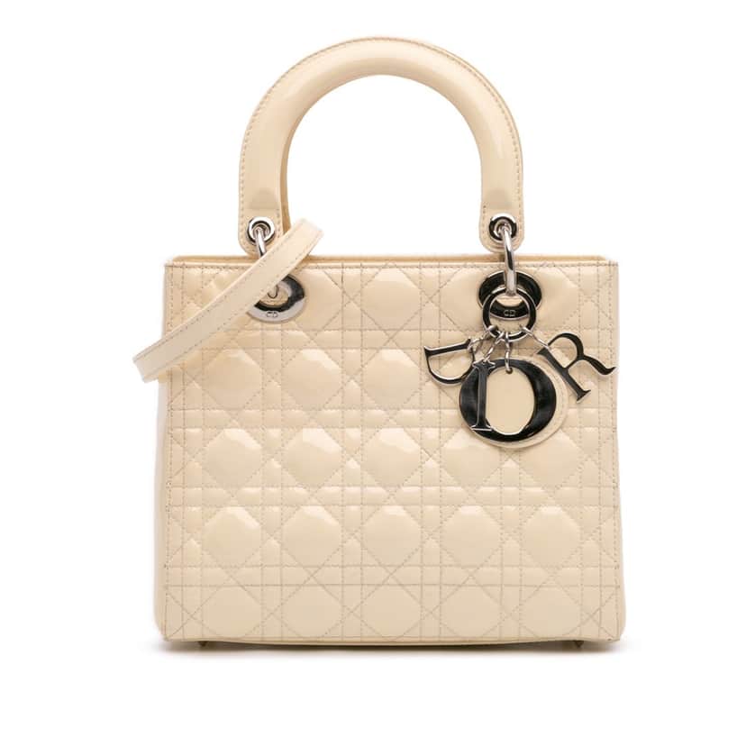 Dior Medium Patent Cannage Lady Dior Brown Leather Good condition - Front View