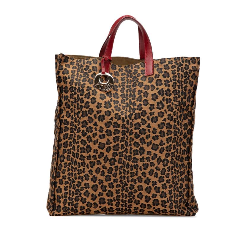 Fendi Leopard Print Canvas Tote Brown Canvas Good condition - Front View