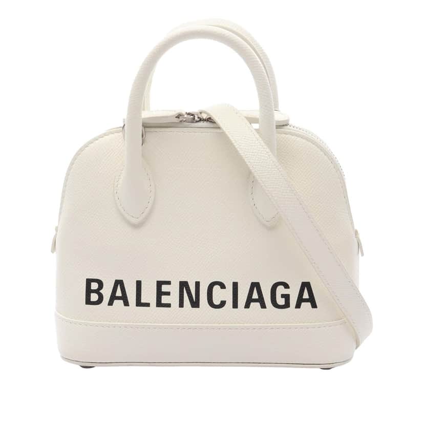 Balenciaga XXS Calfskin Ville Top Handle Bag White Leather Good condition - Front View