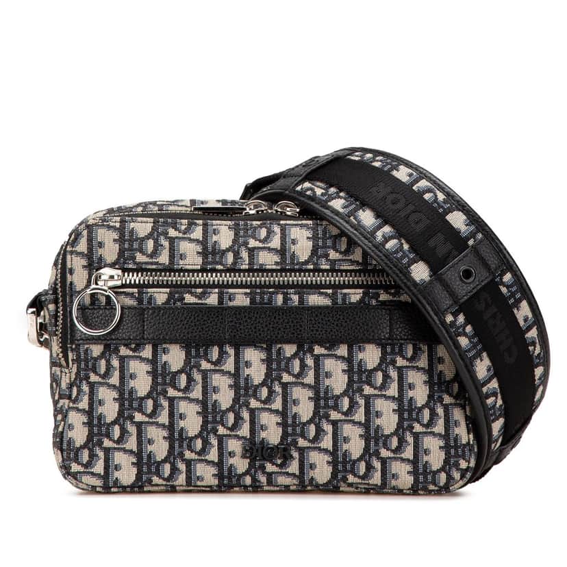 Dior Oblique Canvas Safari Crossbody Blue Canvas Good condition - Front View