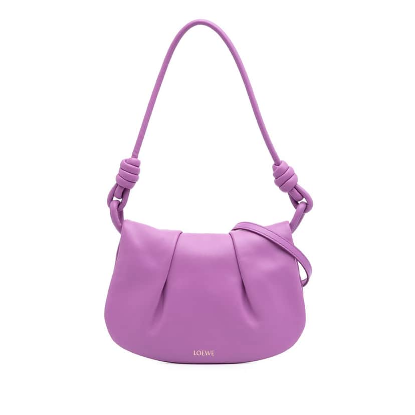Loewe Shiny Calfskin Paseo Satchel Purple Leather Very good condition - Front View