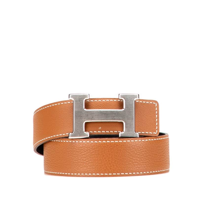 Hermès Leather Constance H Reversible Belt Brown Leather Good condition - Front View
