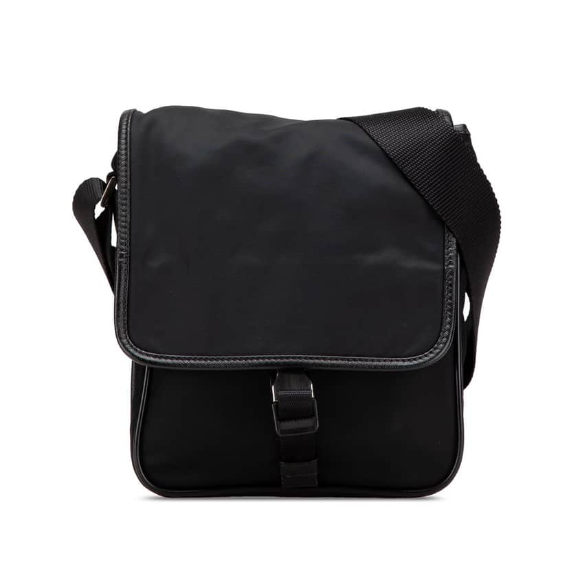 Prada Tessuto Buckle Messenger Bag Black Good condition - Front View