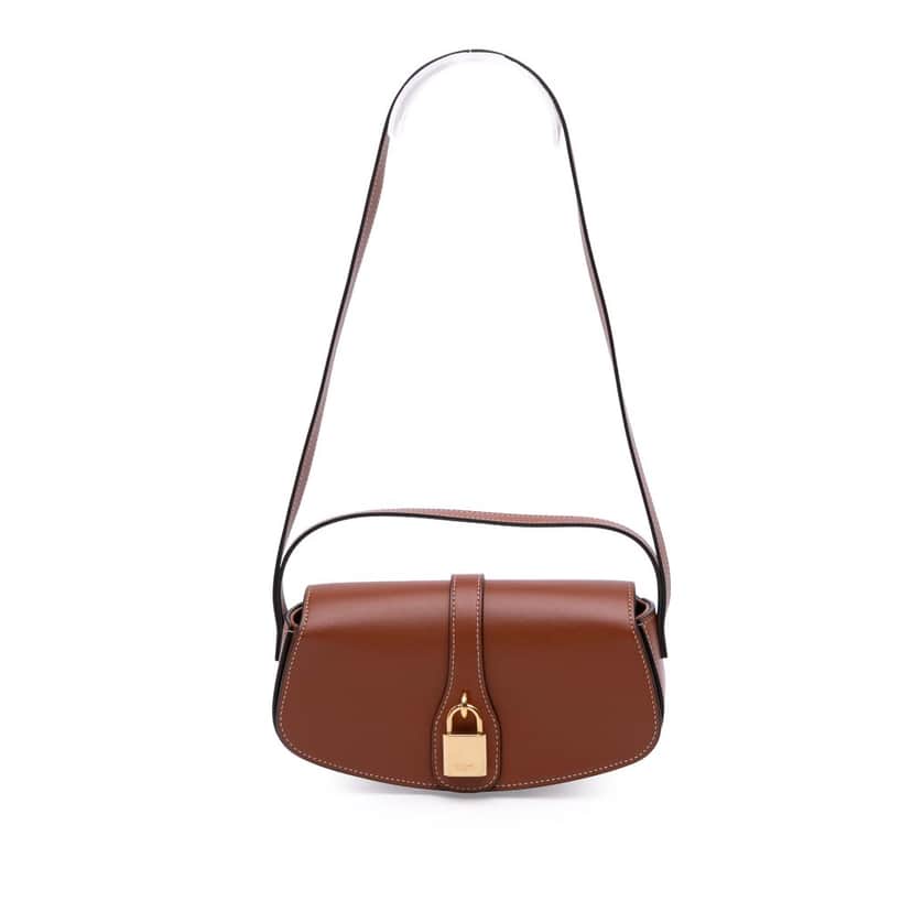 Celine Smooth Calfskin Tabou Clutch on Strap Brown Leather Good condition - Front View