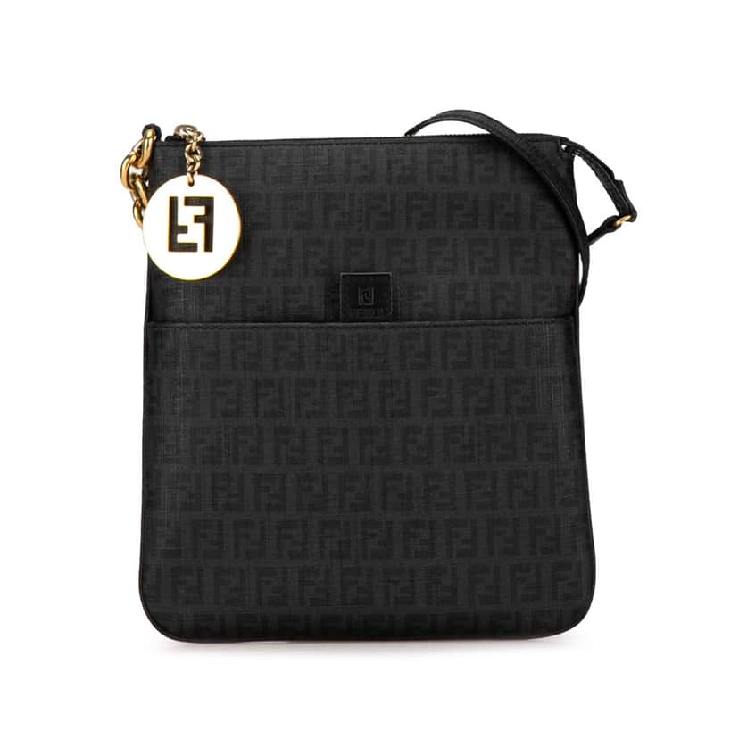 Fendi Spalmati Zucchino Crossbody Black Canvas Good condition - Front View