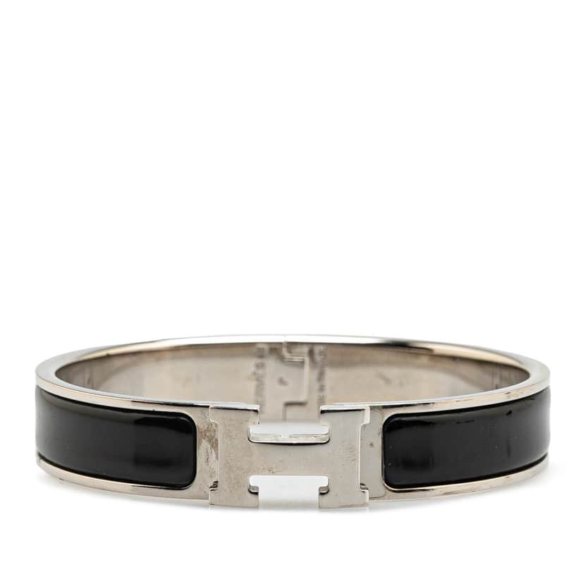 Hermès Narrow Enamel Clic H Bracelet PM Black Good condition - Front View
